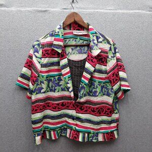 Vintage Alfred Dunner Petite 12 Short-Sleeve Blouse With Multicolor Pattern 100%